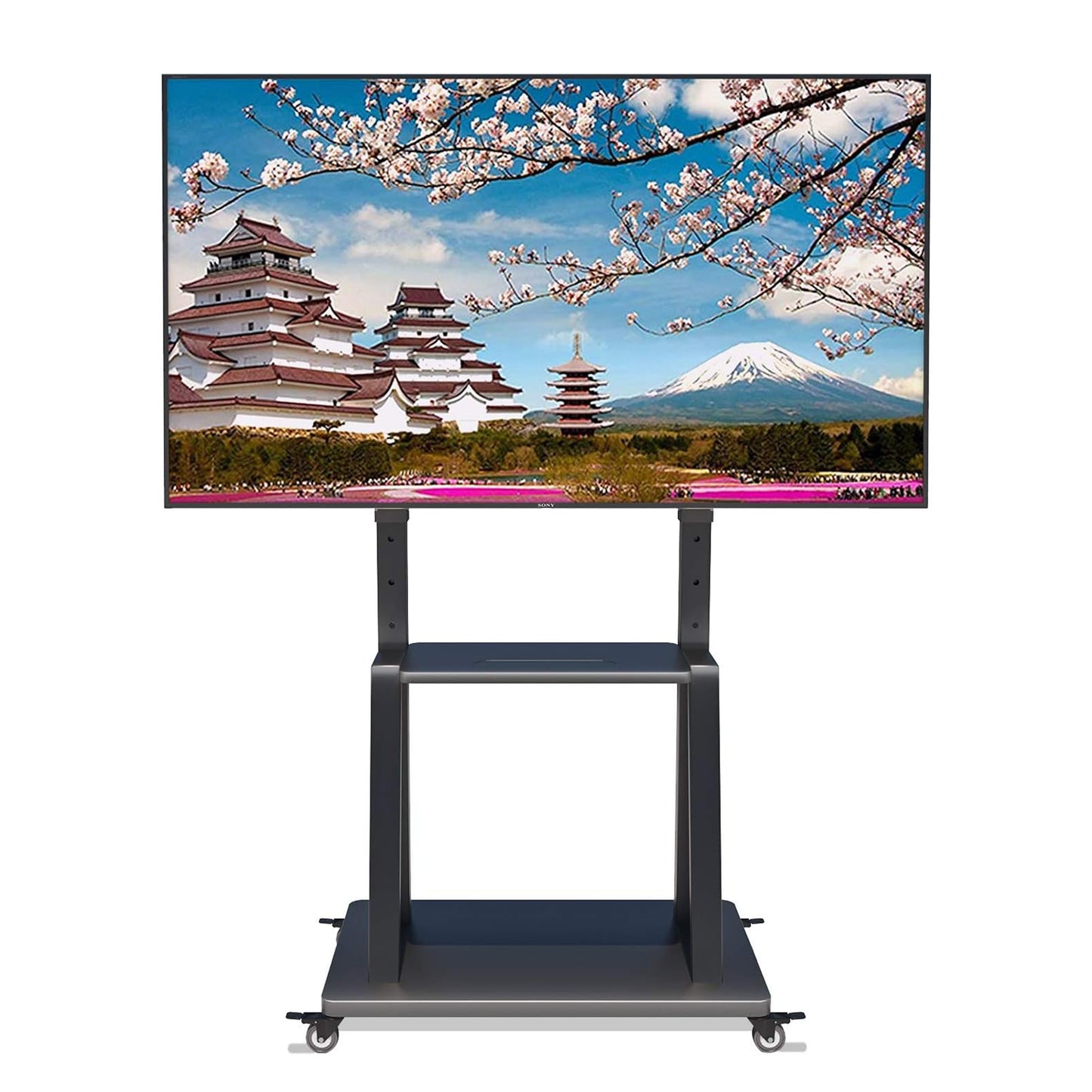 WHESWELL テレビスタンド tvスタンド 32~100インチ対応 キャスター ハイタイプ 液晶TVスタンド 移動式 高さ調節可能 耐荷重80KG 棚板付き 簡単な組み立て 省スペース 業務用スタンド 会議室用 家用 展示用