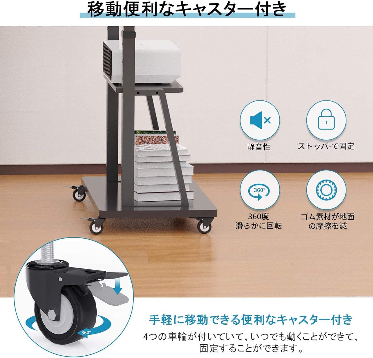 WHESWELL テレビスタンド tvスタンド 32~100インチ対応 キャスター ハイタイプ 液晶TVスタンド 移動式 高さ調節可能 耐荷重80KG 棚板付き 簡単な組み立て 省スペース 業務用スタンド 会議室用 家用 展示用
