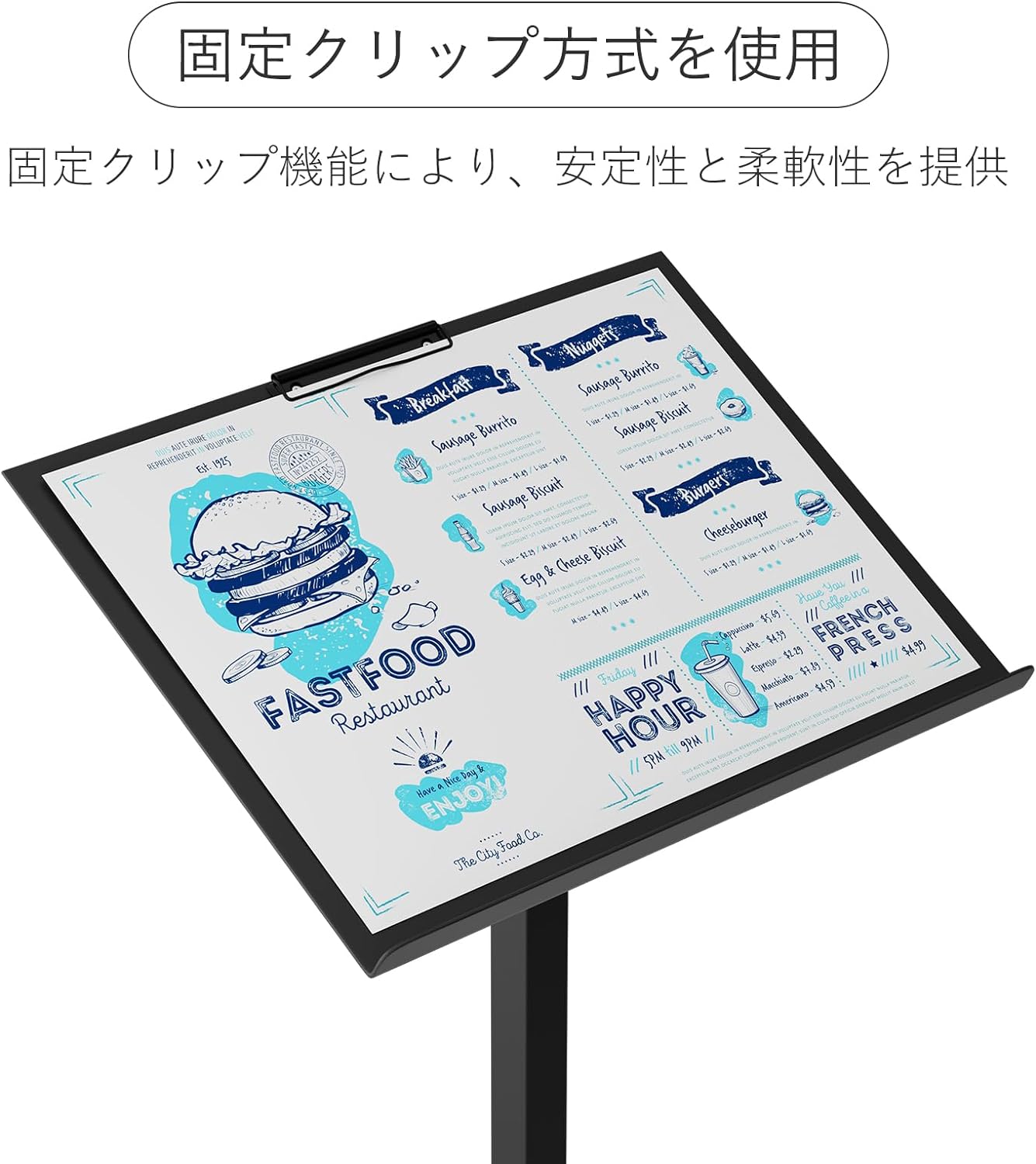 WHESWELLメニュースタンド 記入台 メニュー看板スタンド A3 耐荷重 5KG 簡単な組み立て スチール製 居酒屋 飲食店 店舗 ブラック