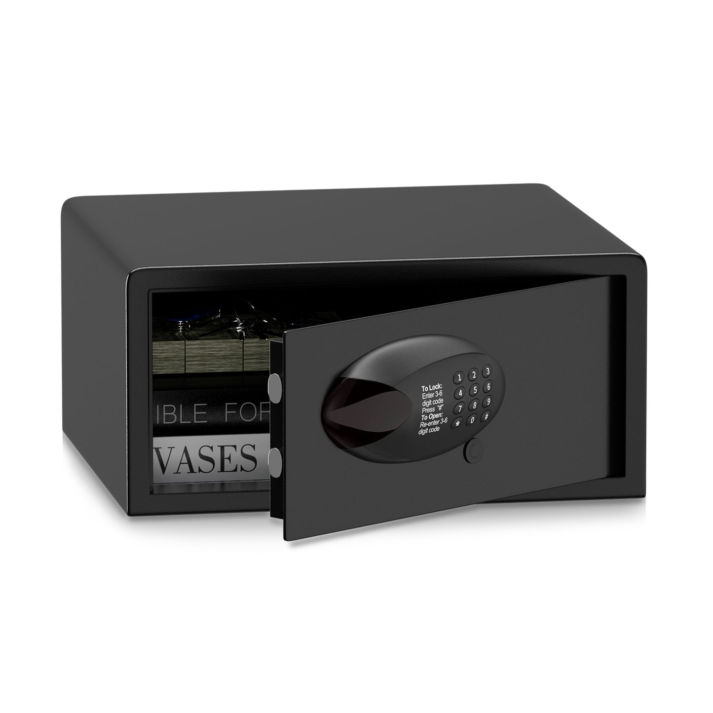 WHESWELL 金庫 防犯金庫 電子金庫 保管庫 小型 家庭用 耐火 A4 耐水 テンキー式 ミニ 30L 床・壁に固定可能 事務所 ホテル用 業務用 ブラック