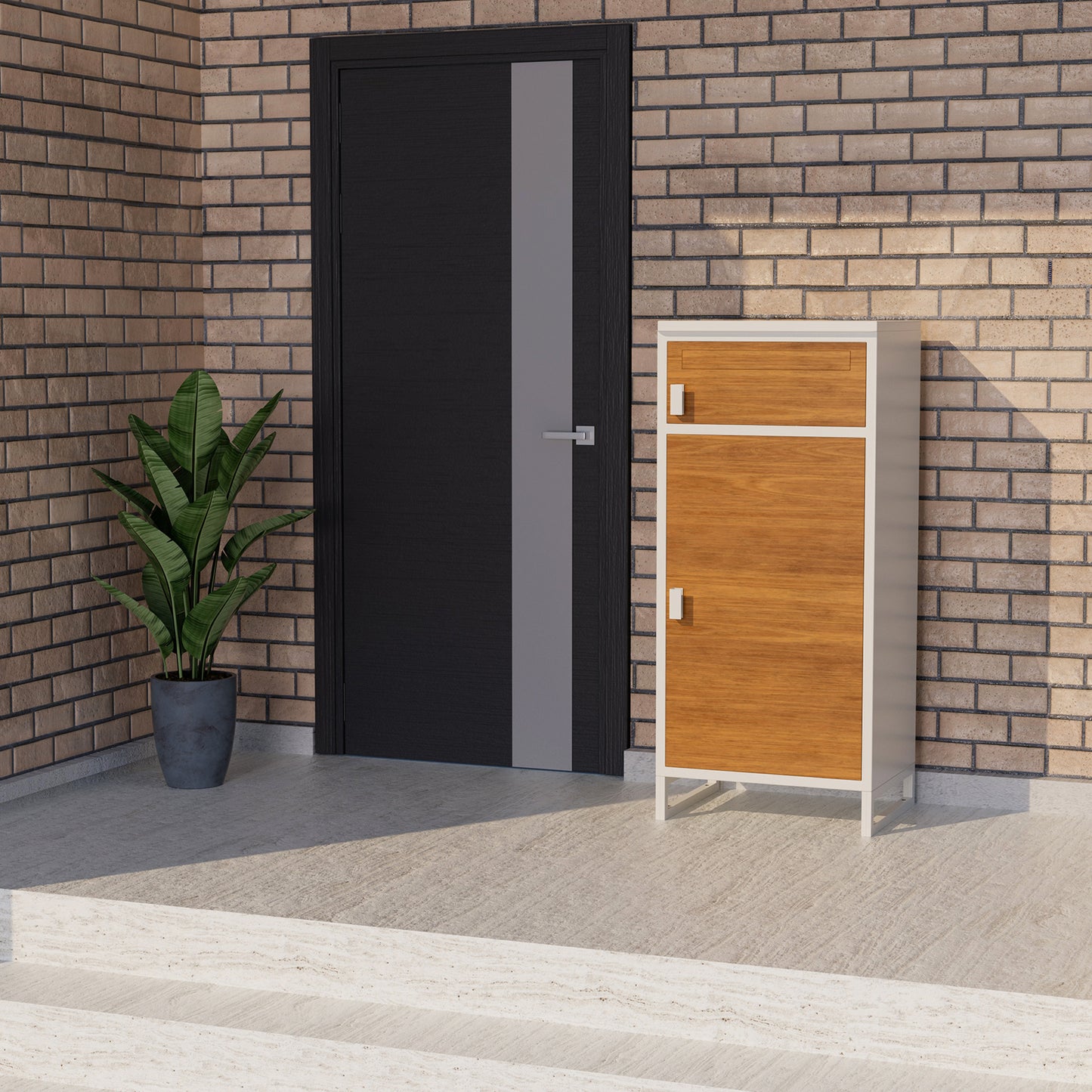 WHESWELL 宅配ボックス 宅配BOX 屋外 防水 大容量 ポスト 戸建て用 一体型 シール付き 個人宅 完成品 大型 盗難防止 ホワイト